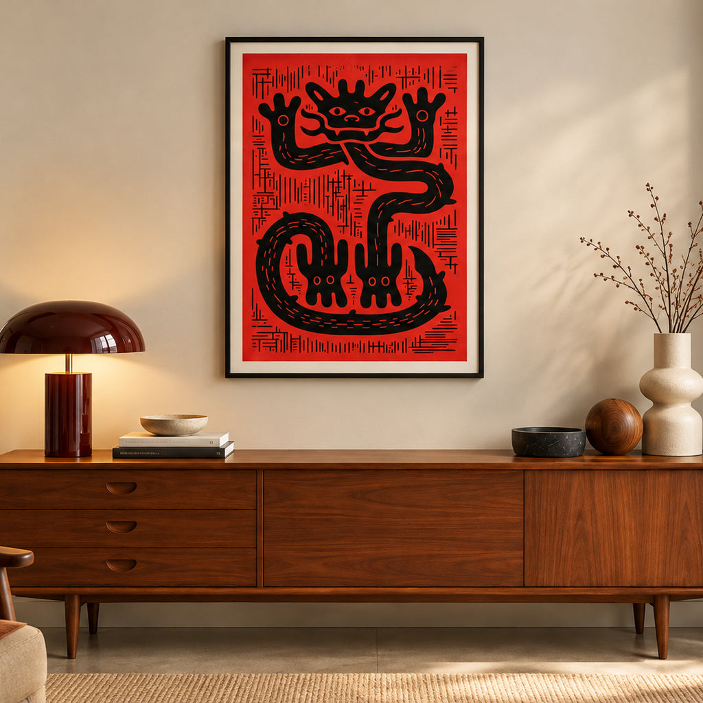 Framed Art - Red Dragon
